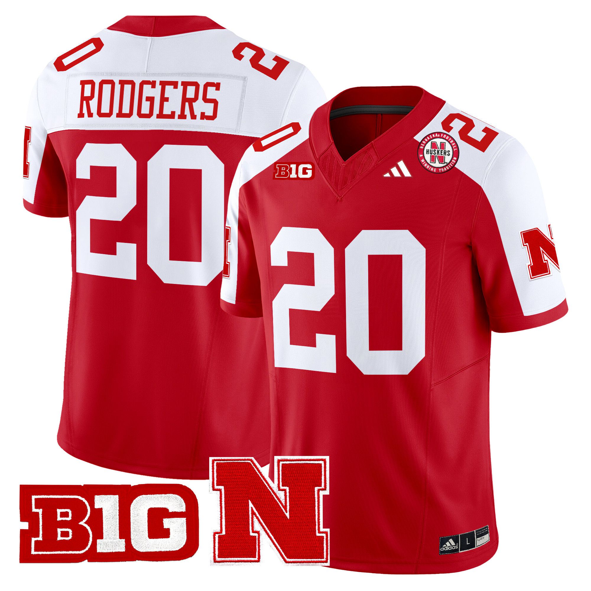 Men Nebraska Cornhuskers #20 Rodgers Red 2024 Vapor Limited NCAA Jersey->ncaa teams->NCAA Jersey